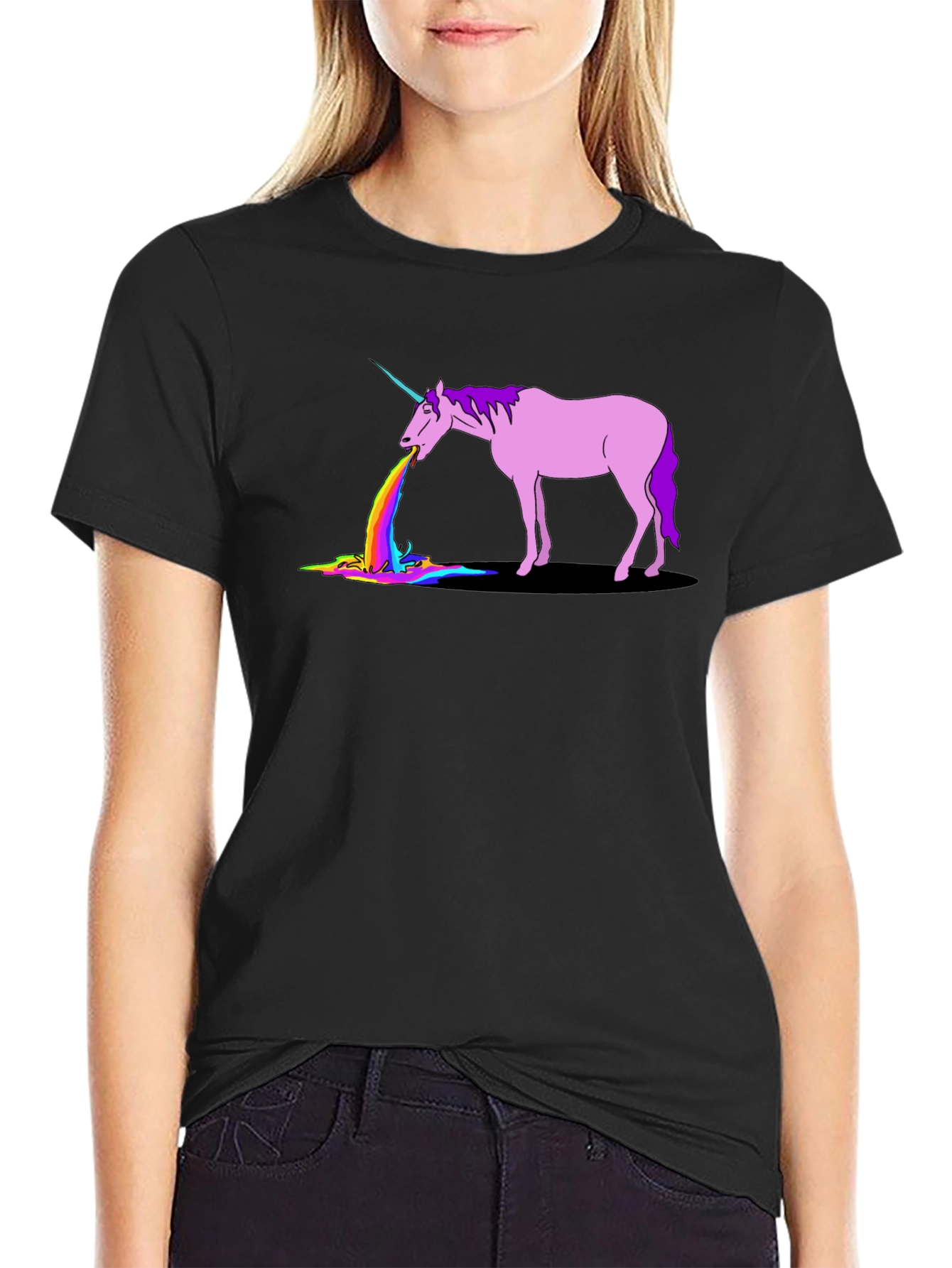 Unicorn Rainbow Puke Graphic T-Shirt