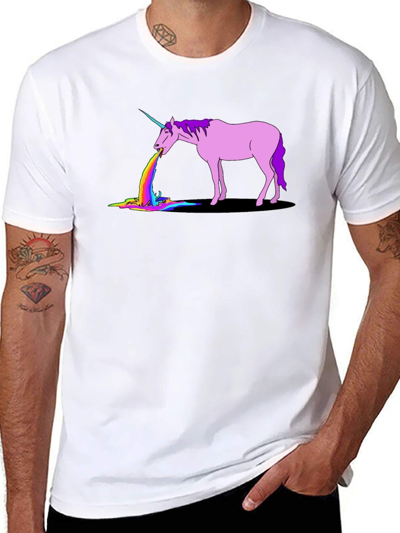 Unicorn Rainbow Puke Graphic T-Shirt