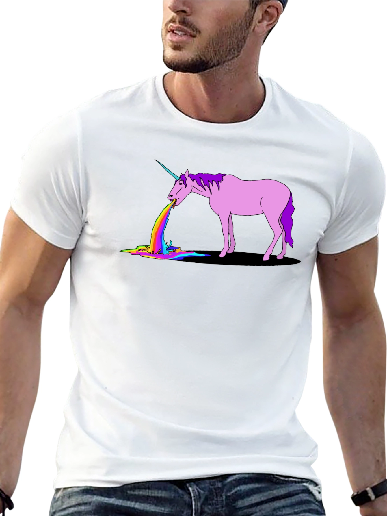 Unicorn Rainbow Puke Graphic T-Shirt