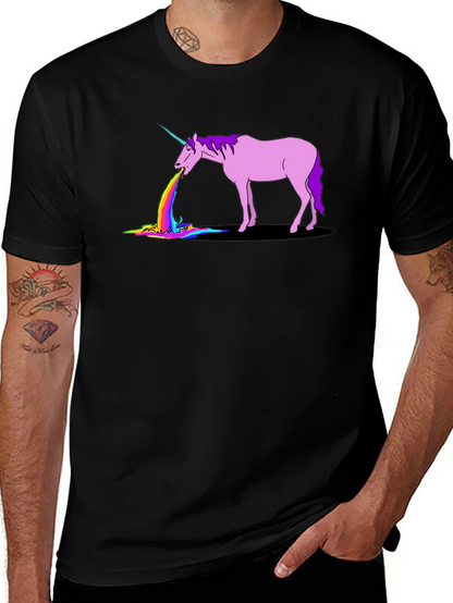 Unicorn Rainbow Puke Graphic T-Shirt