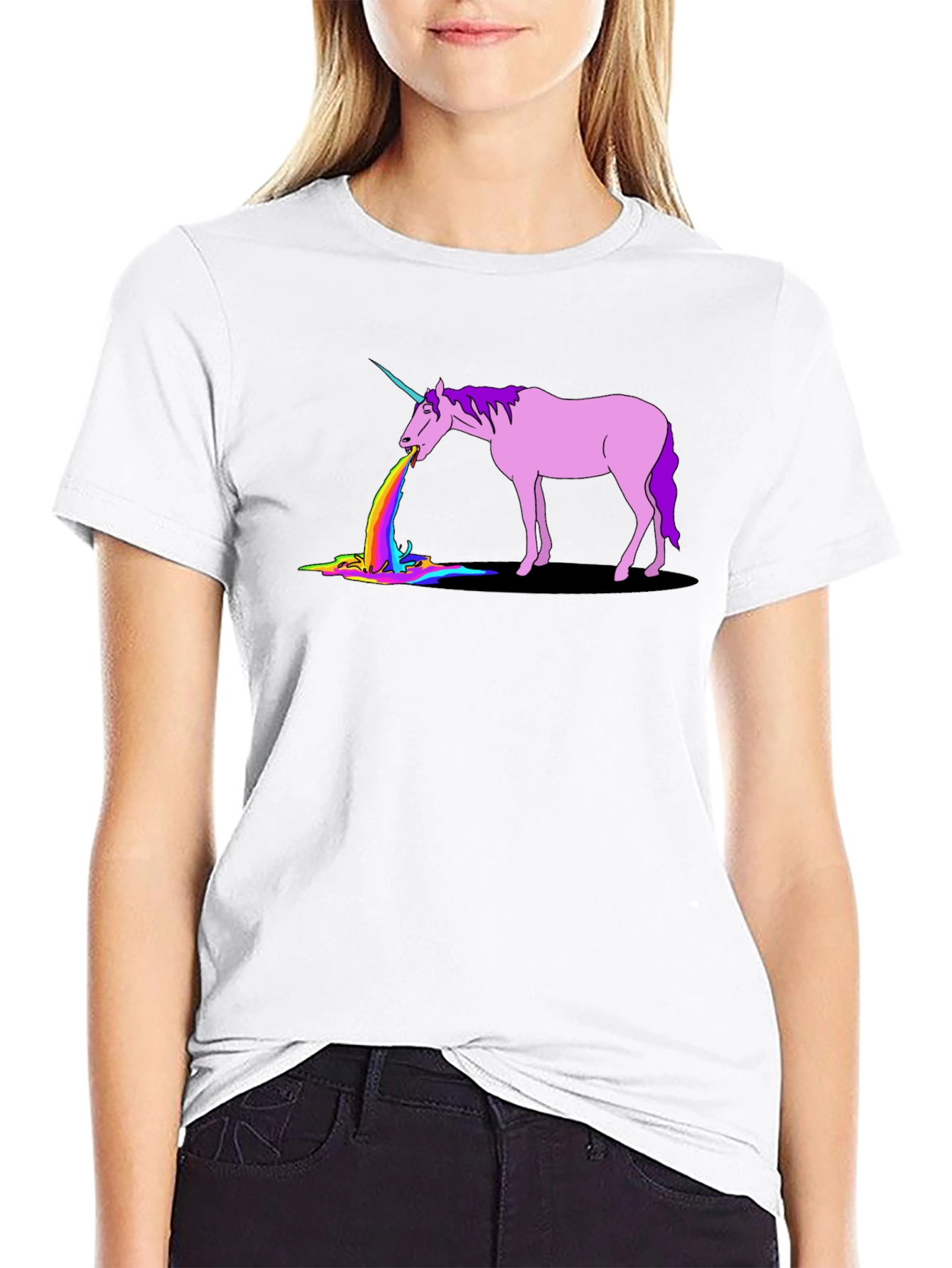 Unicorn Rainbow Puke Graphic T-Shirt