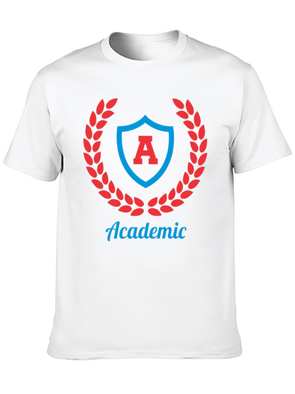 Academic Crest Graphic Tee - Stylish Black T-Shirt