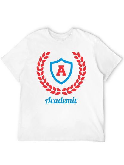 Academic Crest Graphic Tee - Stylish Black T-Shirt
