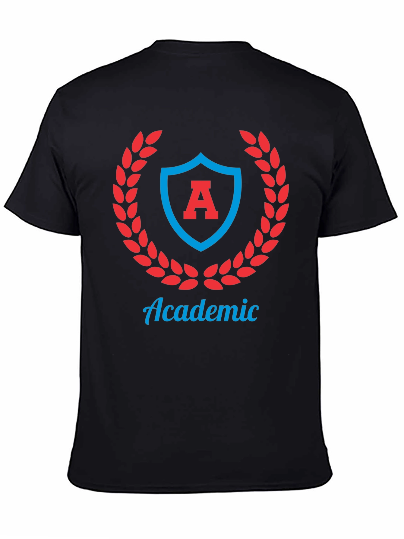 Academic Crest Graphic Tee - Stylish Black T-Shirt