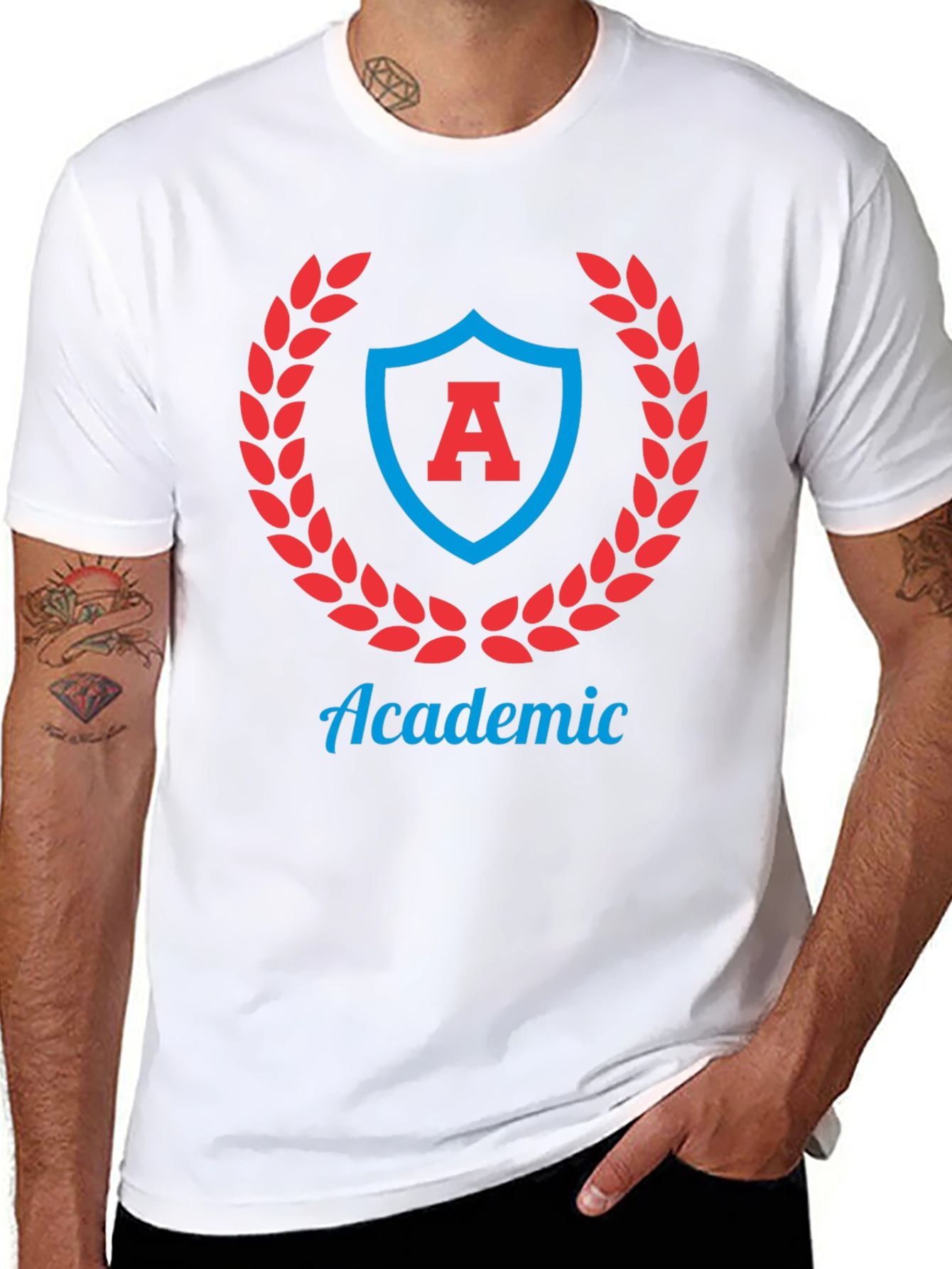 Academic Crest Graphic Tee - Stylish Black T-Shirt