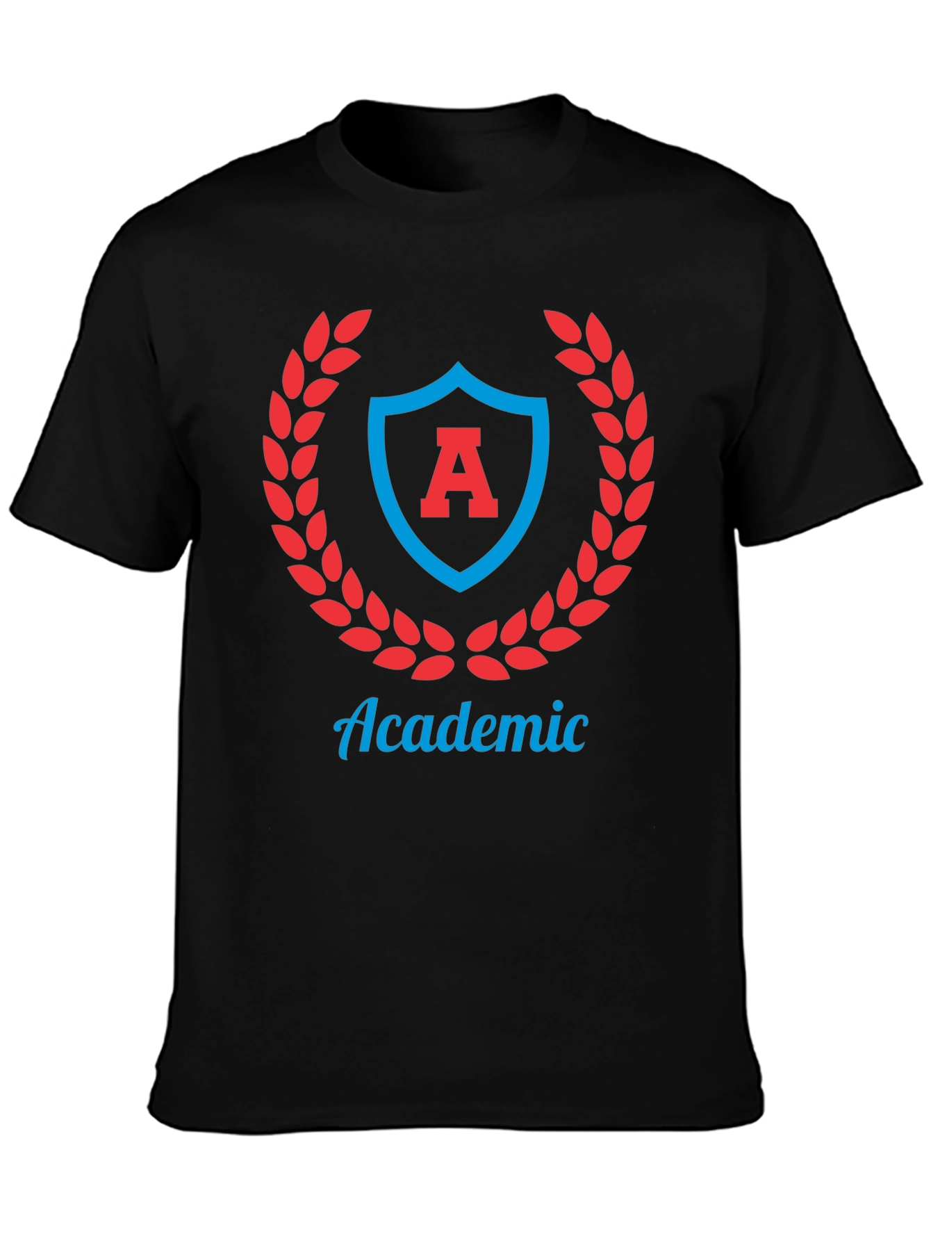Academic Crest Graphic Tee - Stylish Black T-Shirt