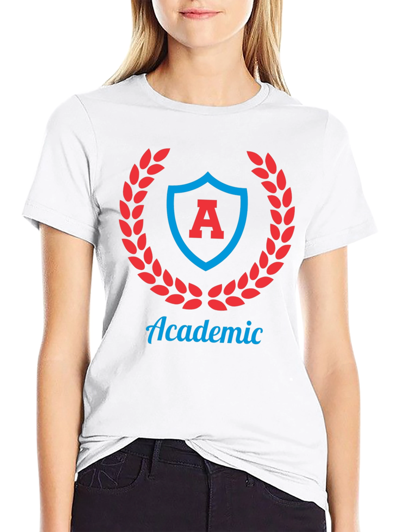 Academic Crest Graphic Tee - Stylish Black T-Shirt