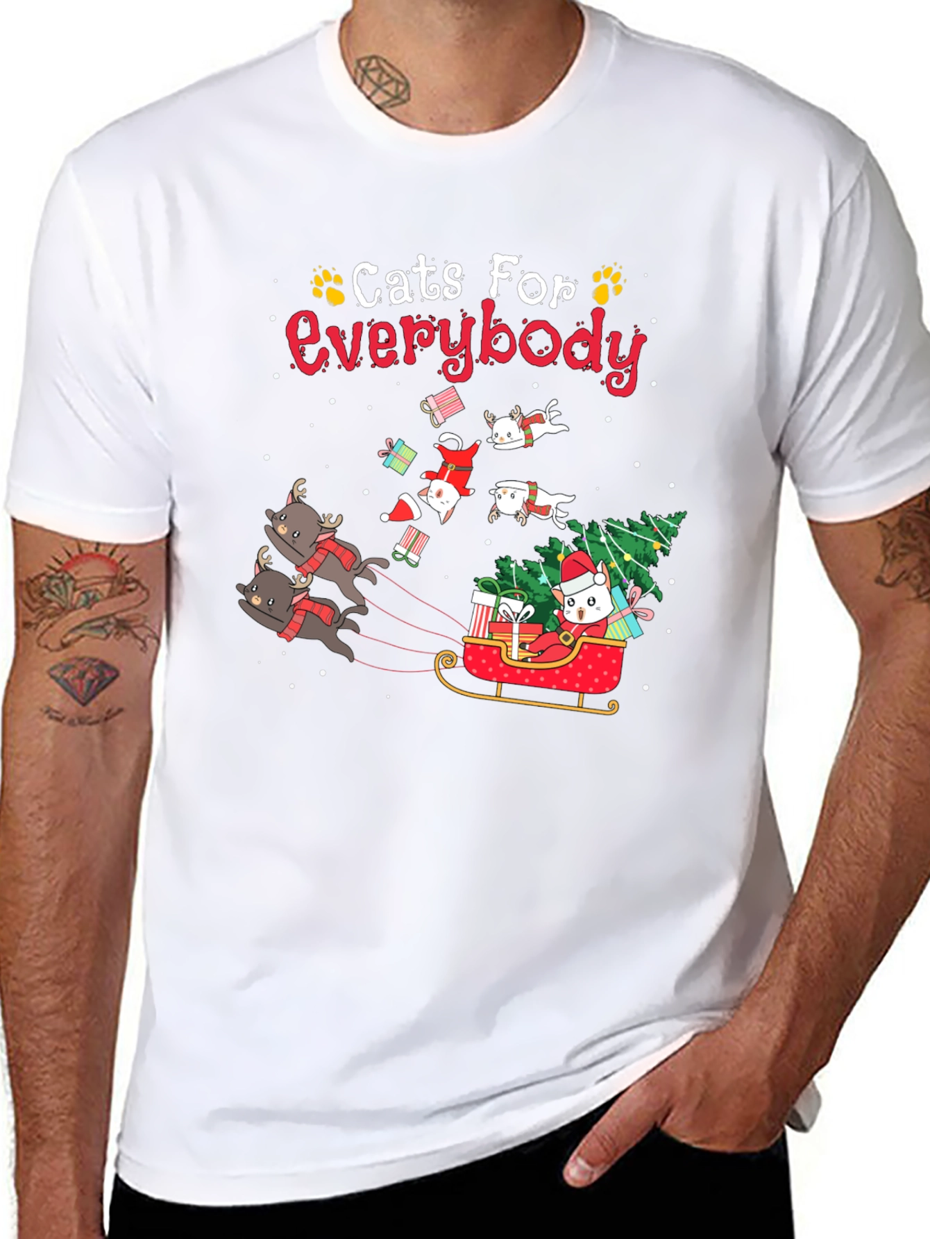 Cats For Everybody Christmas Graphic Tee
