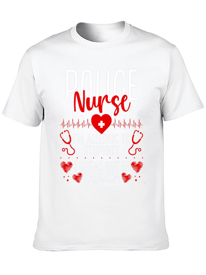 Police Nurse Sarcastic T-Shirt - Im Allergic to Stupidity!