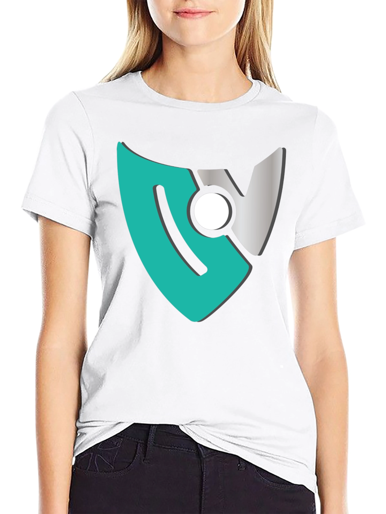 Modern Shield Logo Tee - Black Cotton Blend