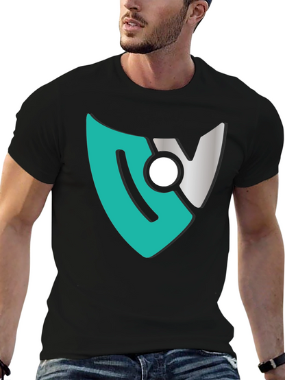 Modern Shield Logo Tee - Black Cotton Blend
