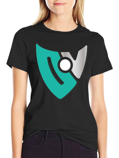Modern Shield Logo Tee - Black Cotton Blend