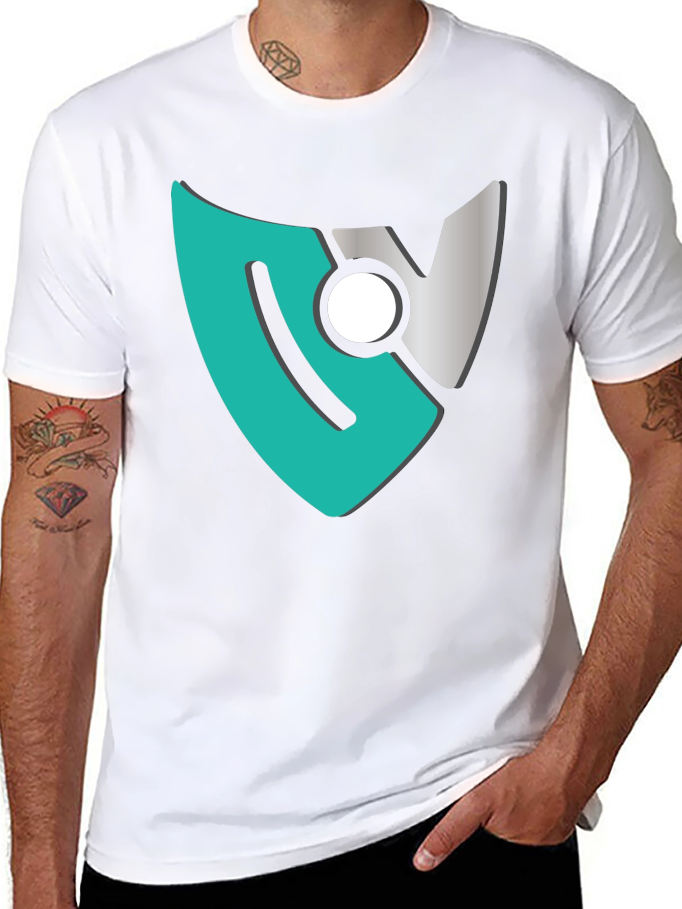 Modern Shield Logo Tee - Black Cotton Blend