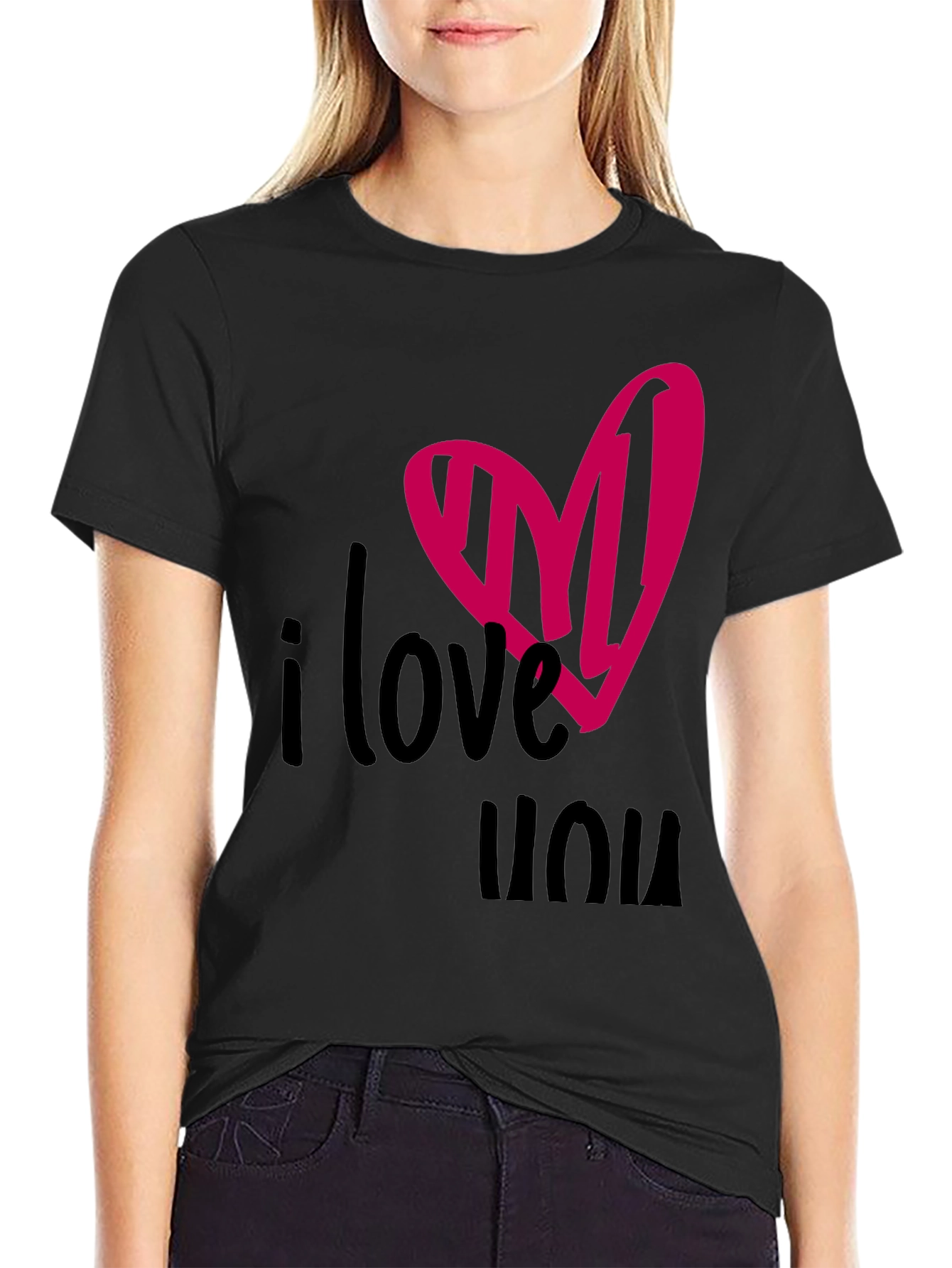 I Love You Heart Tee - Black Graphic T-Shirt