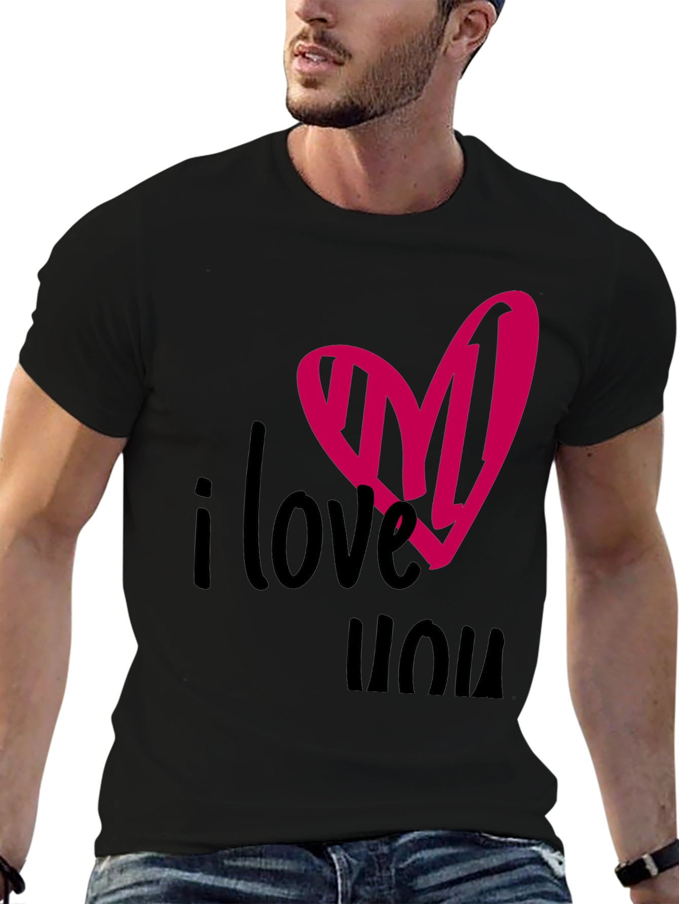 I Love You Heart Tee - Black Graphic T-Shirt