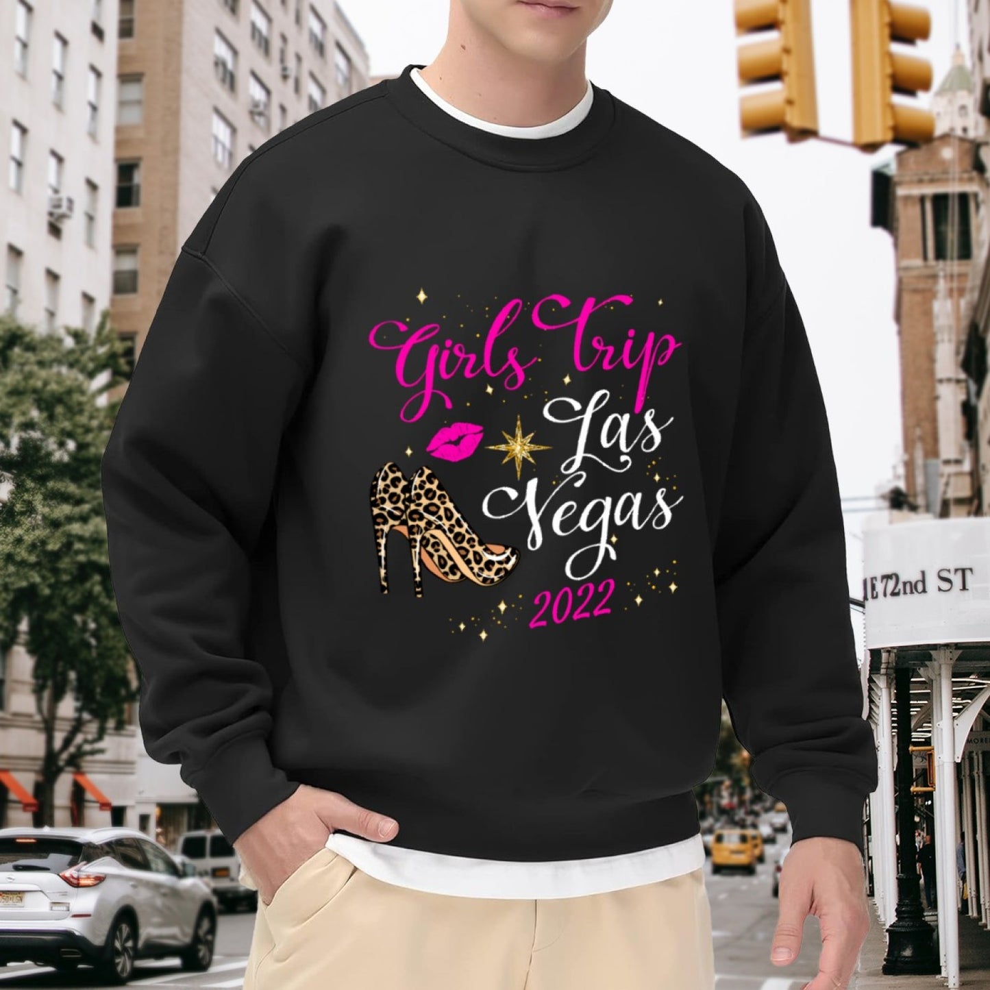 2022 Las Vegas Girls Trip Leopard Shoe Crewneck Sweatshirt