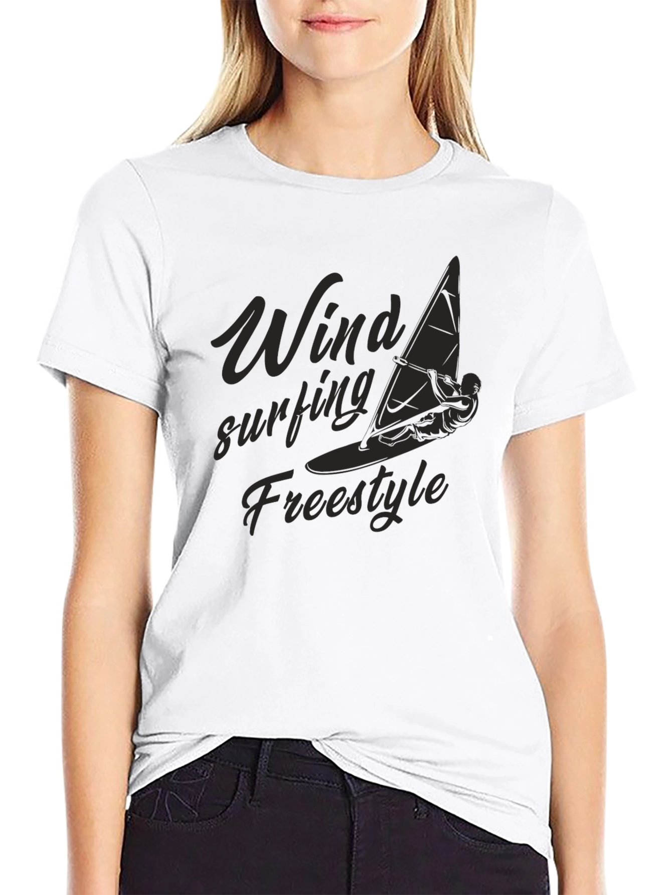 Windsurfing Freestyle Black Graphic Tee