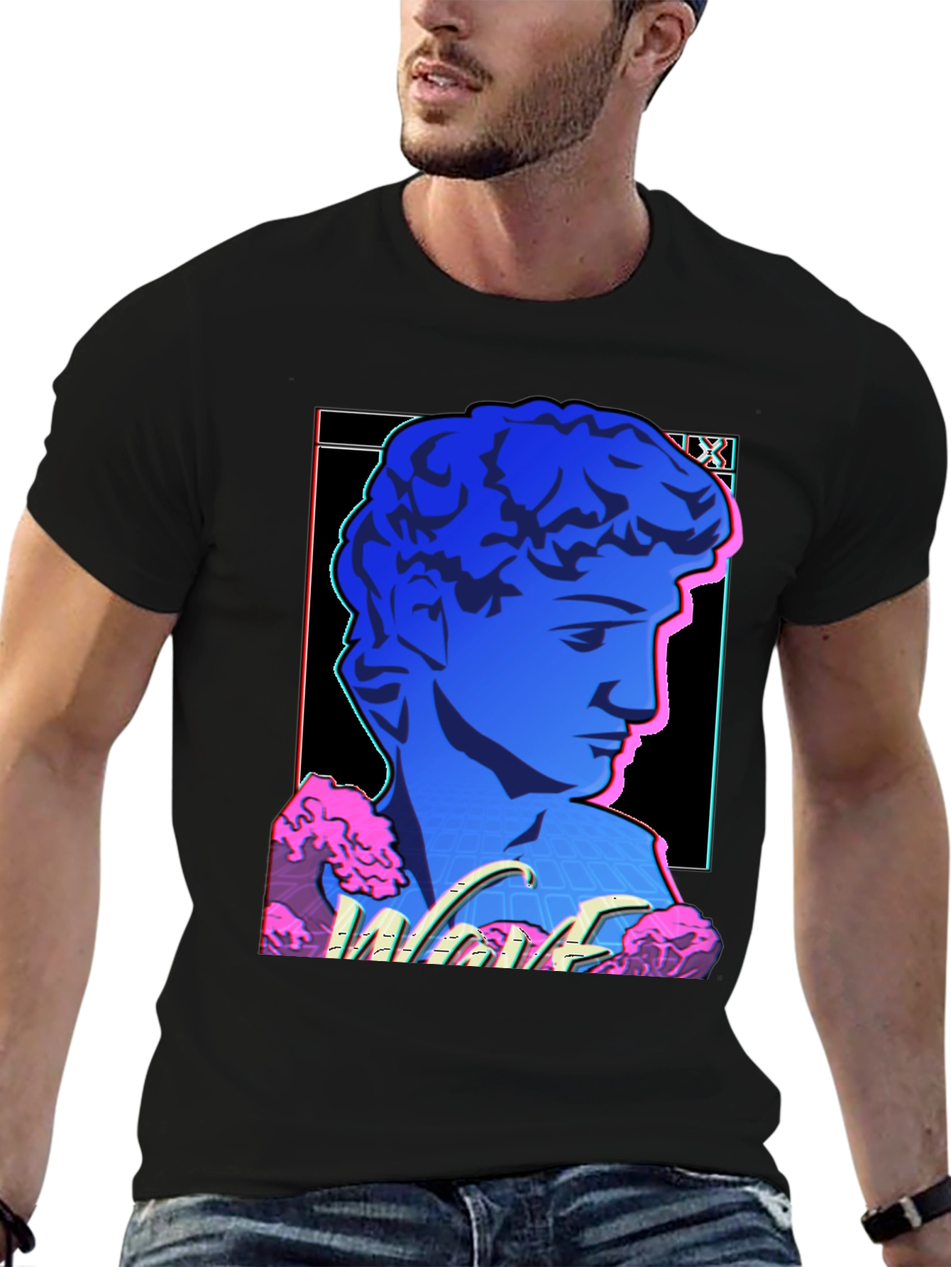 Vaporwave Statue Graphic T-Shirt - Trendy Style