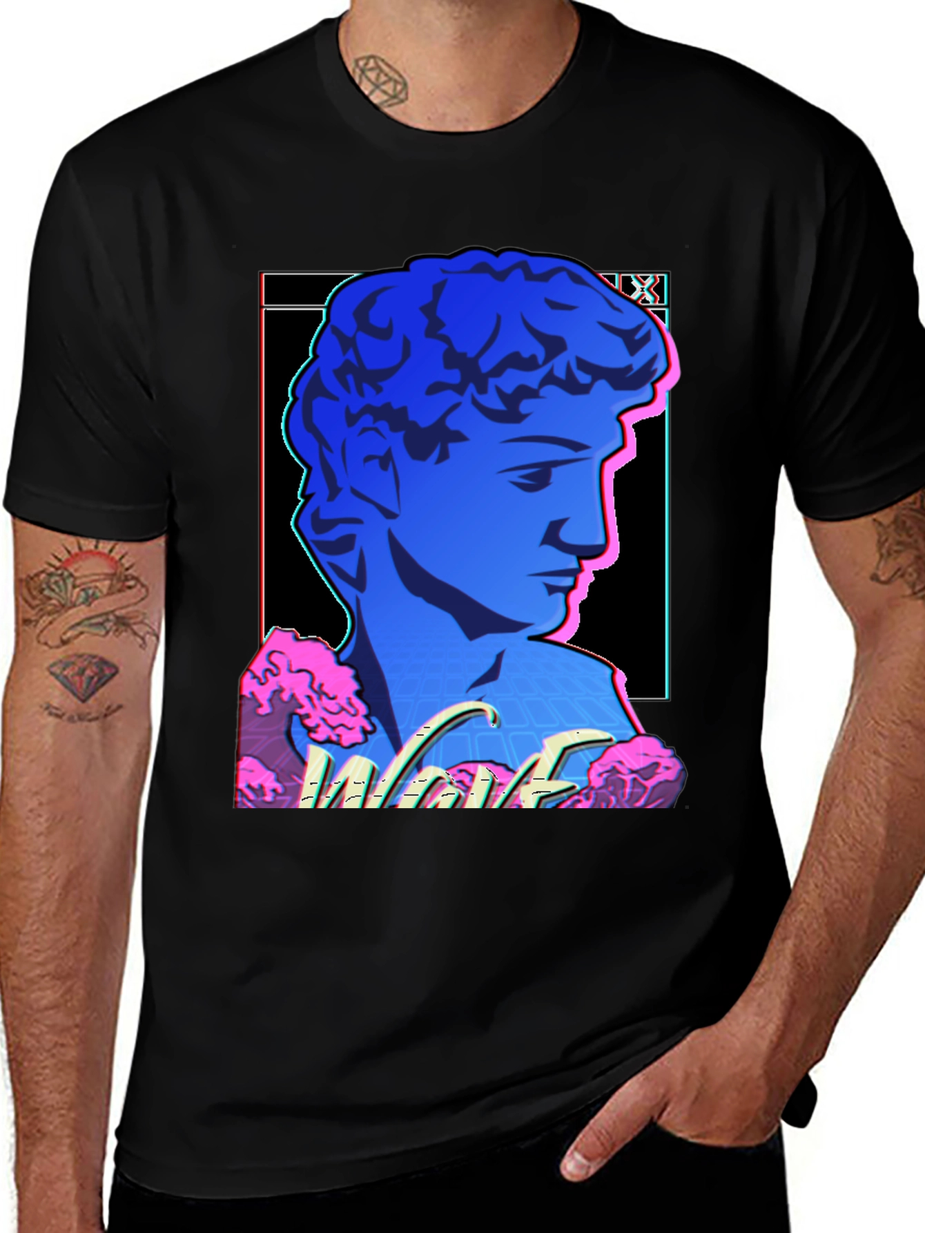 Vaporwave Statue Graphic T-Shirt - Trendy Style