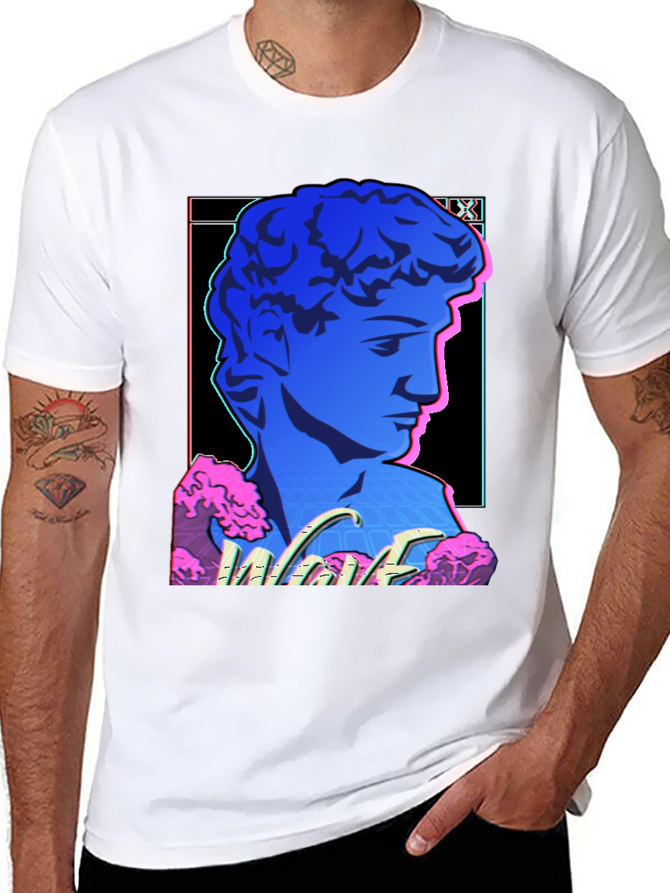 Vaporwave Statue Graphic T-Shirt - Trendy Style