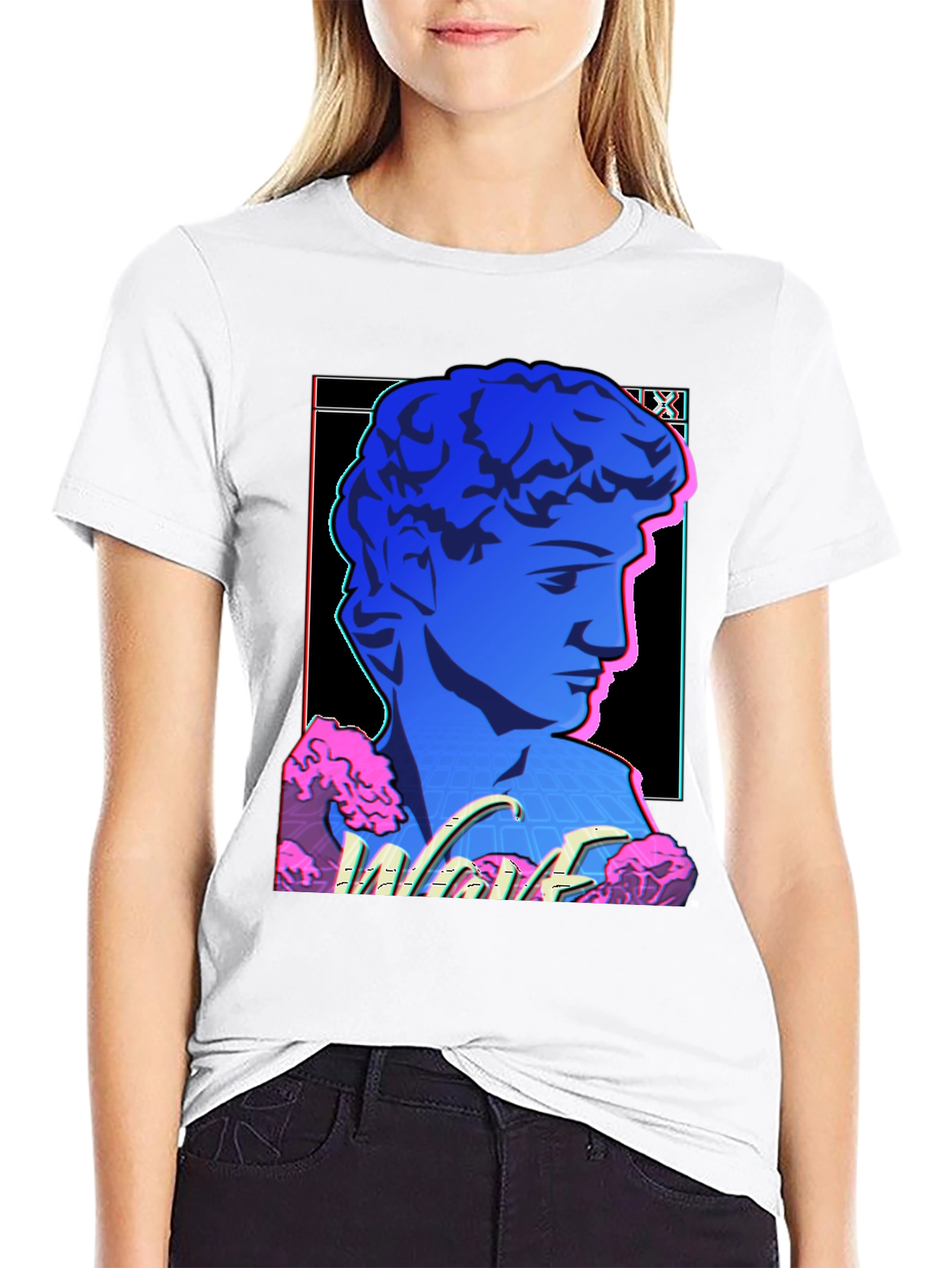 Vaporwave Statue Graphic T-Shirt - Trendy Style