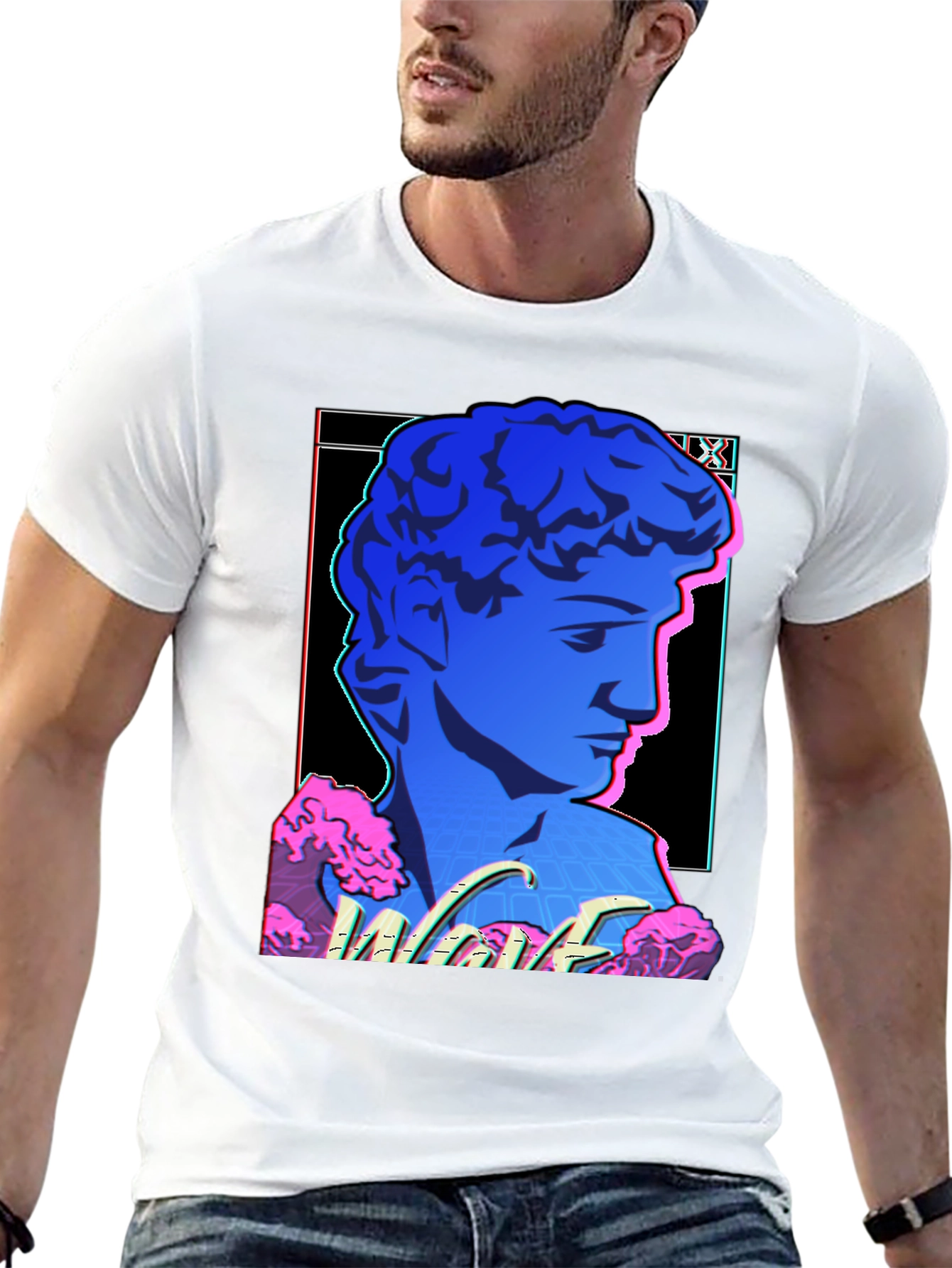 Vaporwave Statue Graphic T-Shirt - Trendy Style