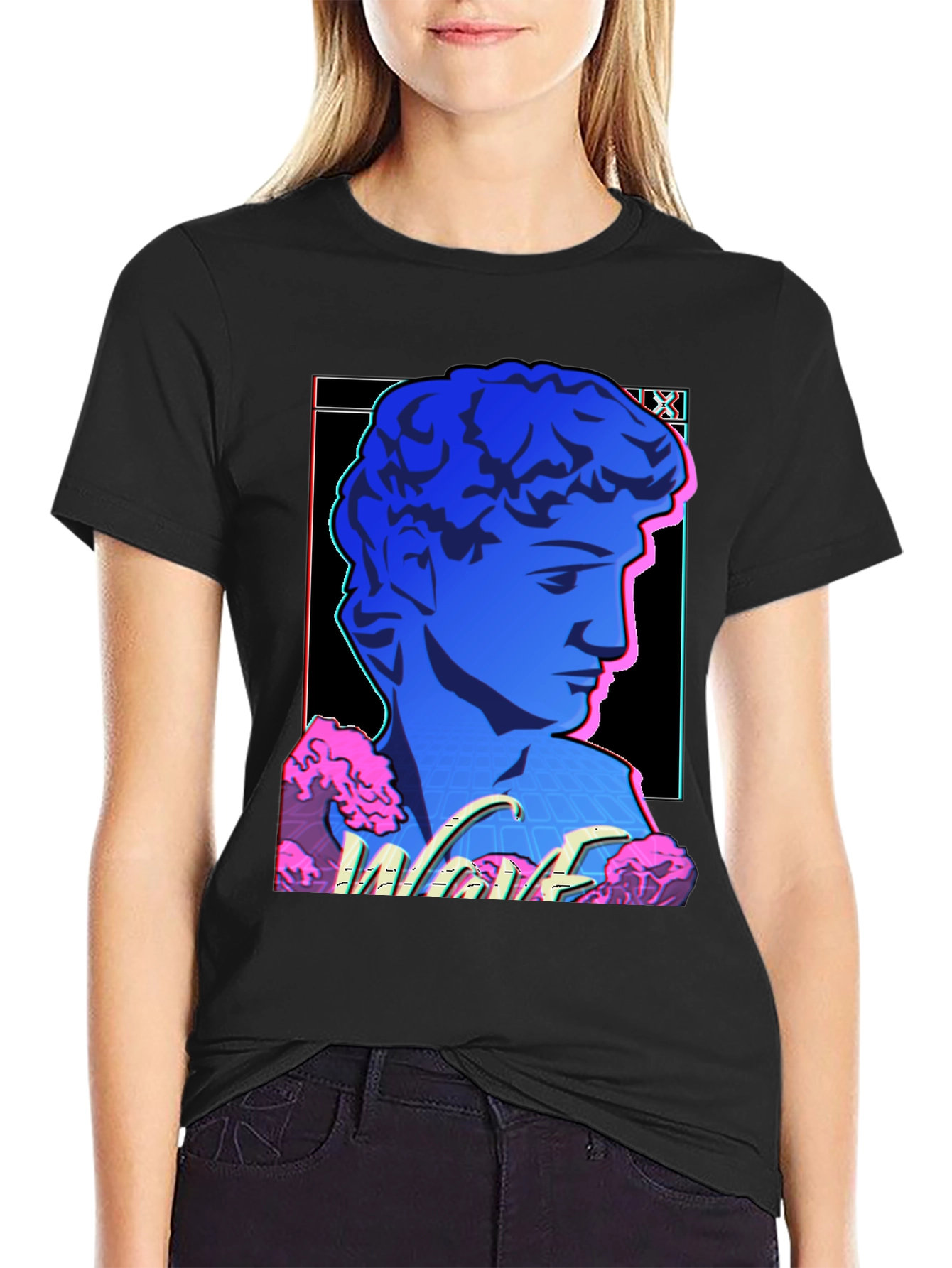 Vaporwave Statue Graphic T-Shirt - Trendy Style