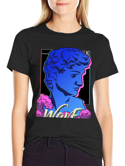Vaporwave Statue Graphic T-Shirt - Trendy Style