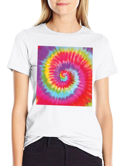 Tie-Dye Swirl Graphic Tee - Black Cotton Blend T-Shirt