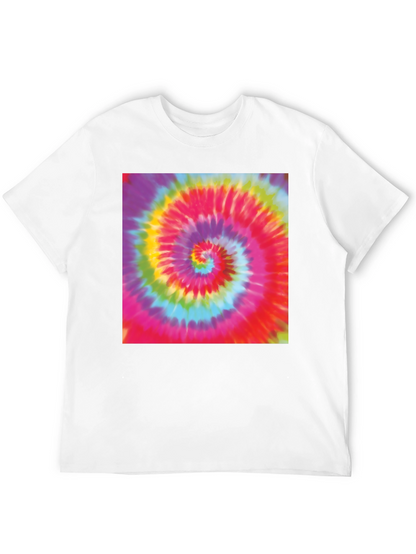 Tie-Dye Swirl Graphic Tee - Black Cotton Blend T-Shirt