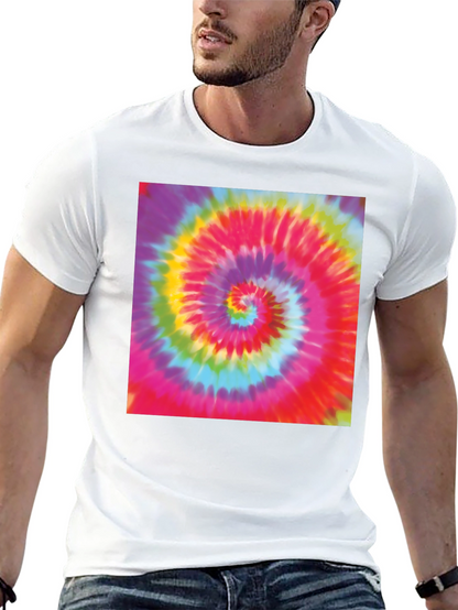 Tie-Dye Swirl Graphic Tee - Black Cotton Blend T-Shirt