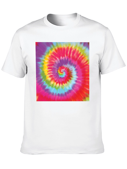 Tie-Dye Swirl Graphic Tee - Black Cotton Blend T-Shirt