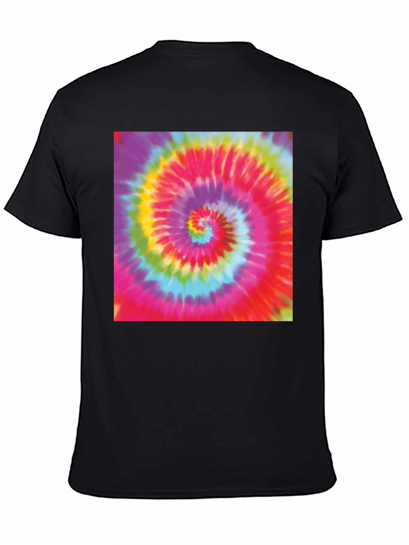 Tie-Dye Swirl Graphic Tee - Black Cotton Blend T-Shirt