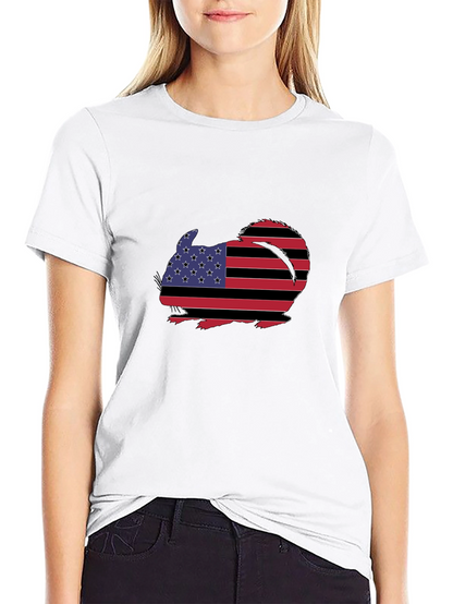 Patriotic Chinchilla Graphic Tee - Mens Black T-Shirt