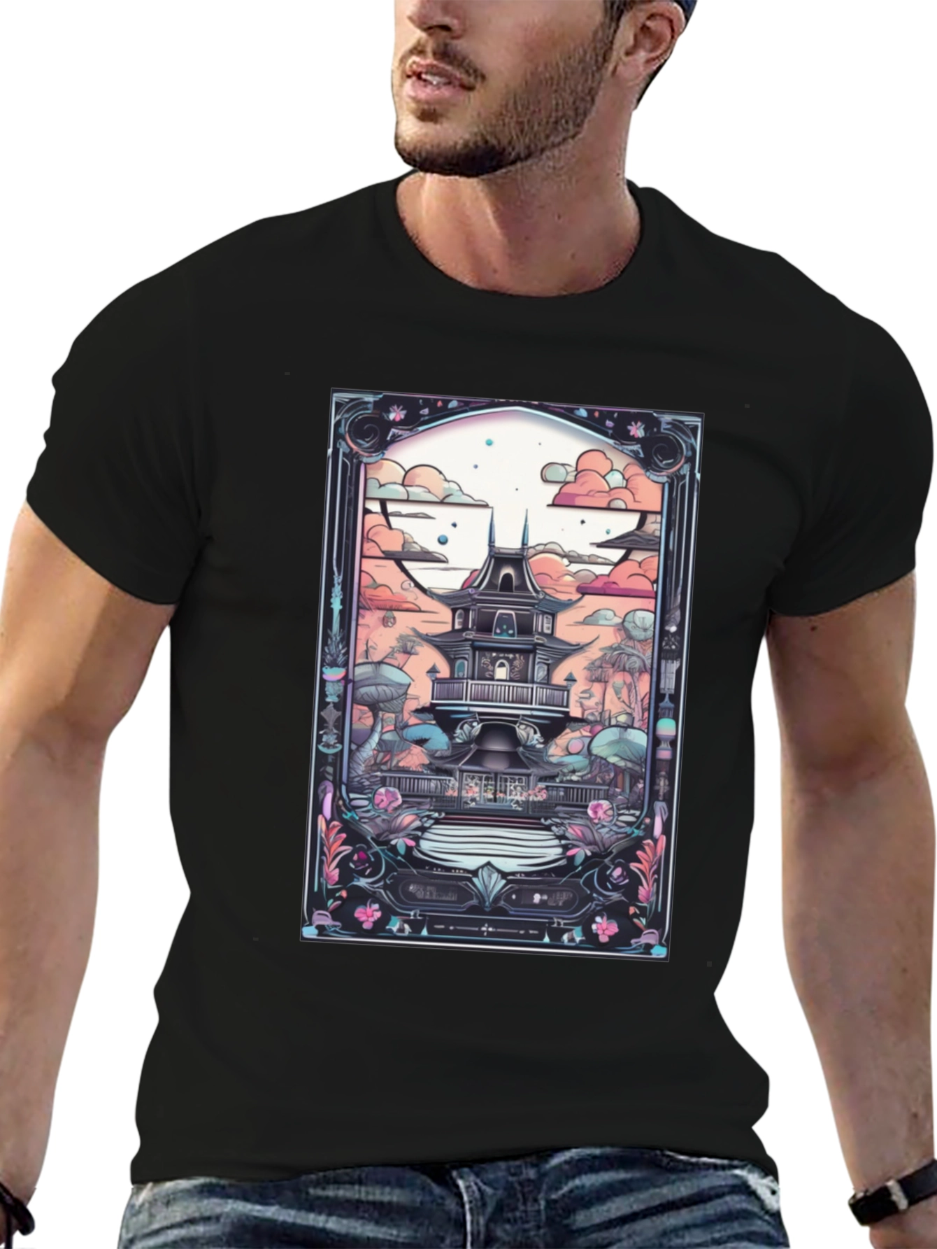 Artistic Japanese Pagoda T-Shirt