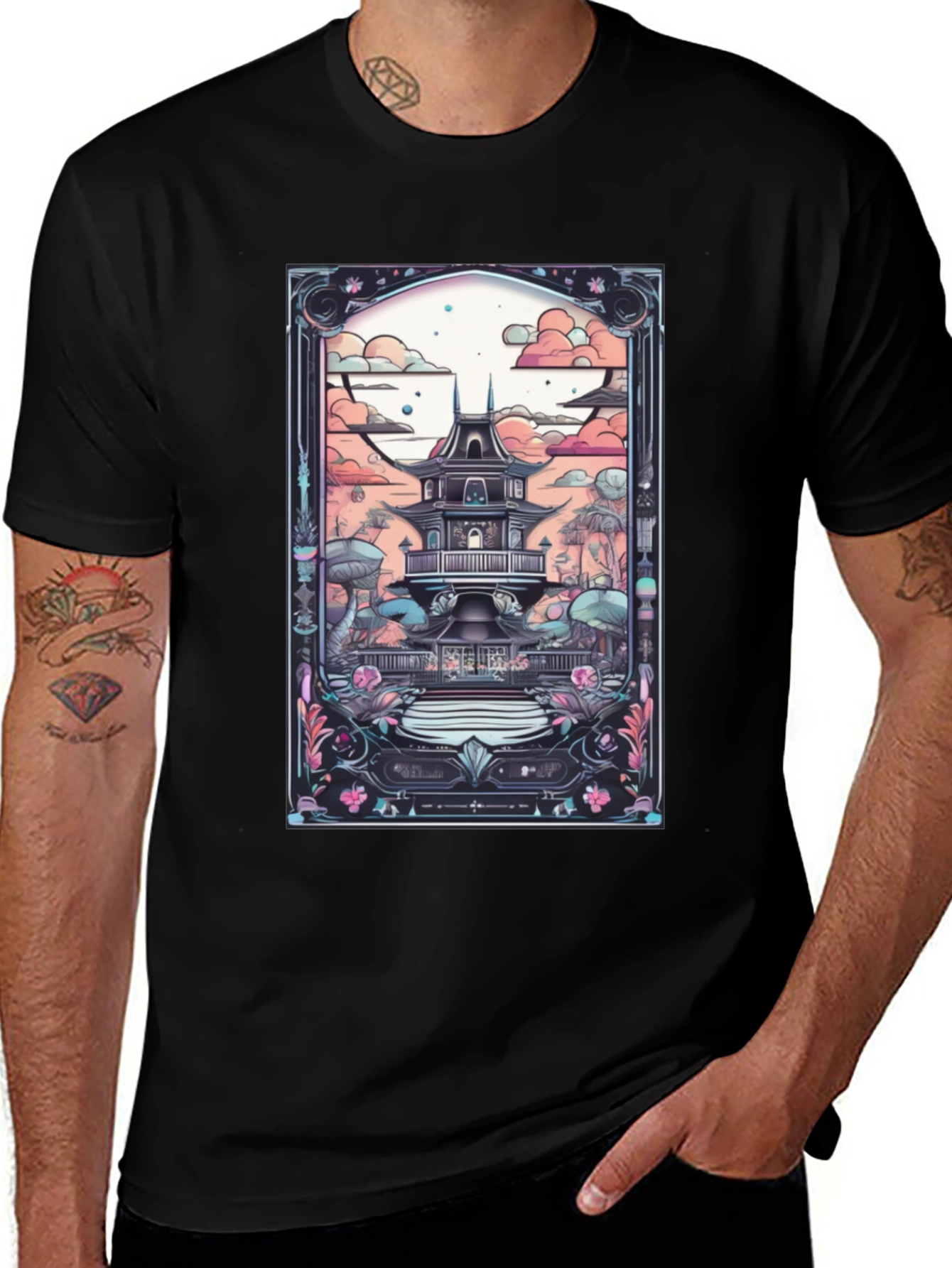 Artistic Japanese Pagoda T-Shirt