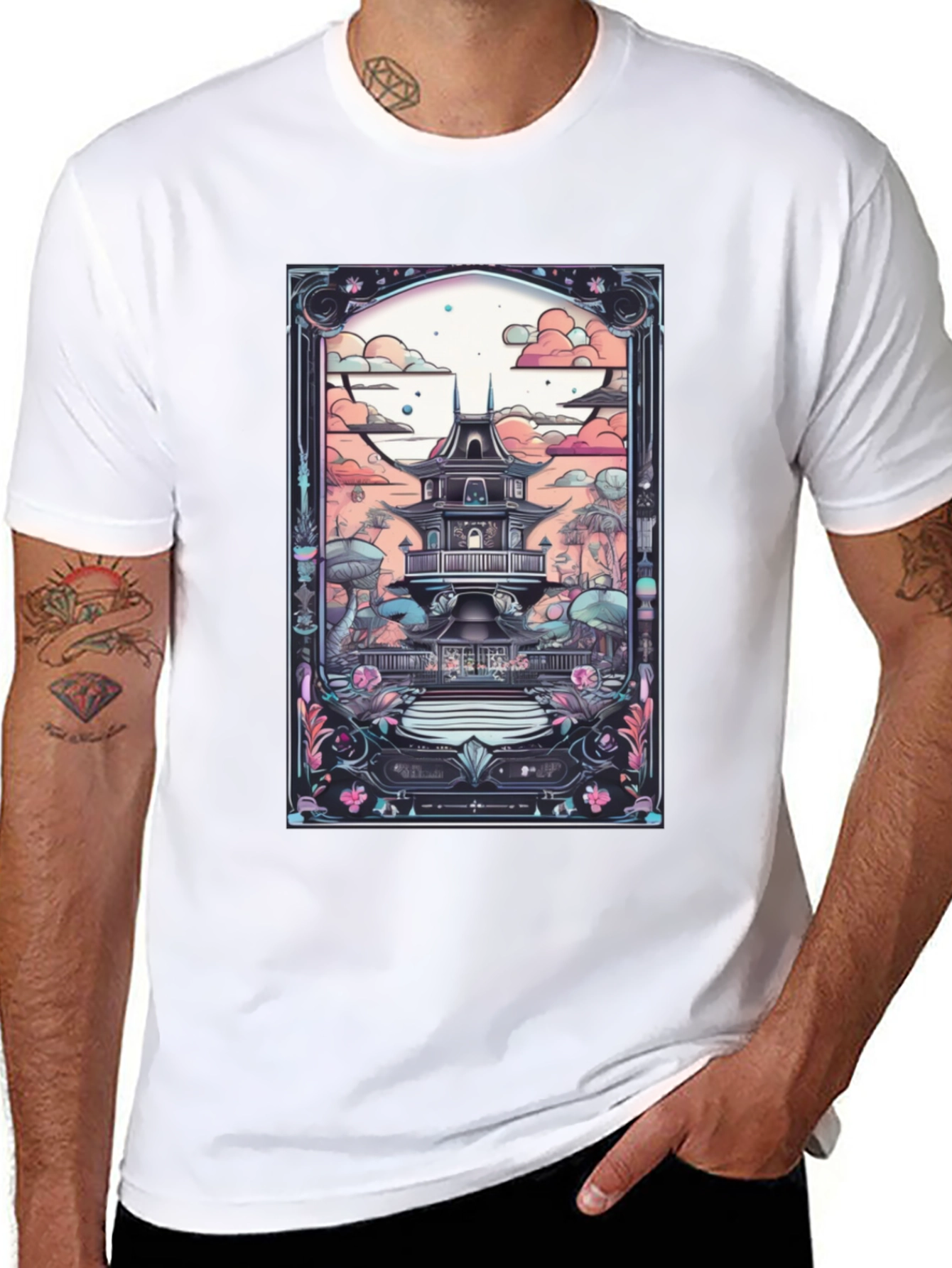 Artistic Japanese Pagoda T-Shirt