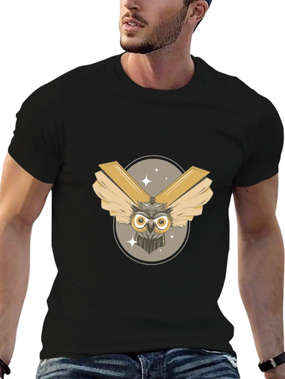 Mens Black Owl Graphic Tee
