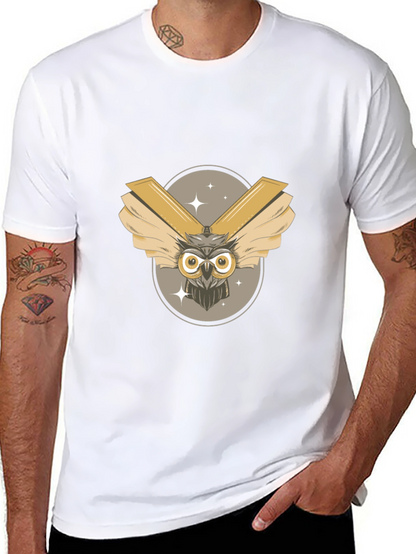 Mens Black Owl Graphic Tee