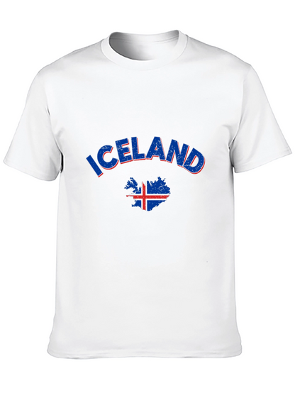 Iceland Map Flag T-Shirt Black Crew Neck Tee