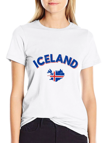 Iceland Map Flag T-Shirt Black Crew Neck Tee