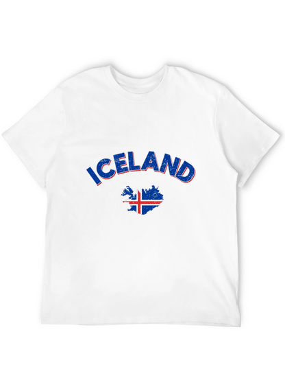 Iceland Map Flag T-Shirt Black Crew Neck Tee