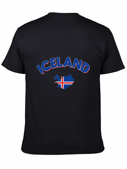 Iceland Map Flag T-Shirt Black Crew Neck Tee
