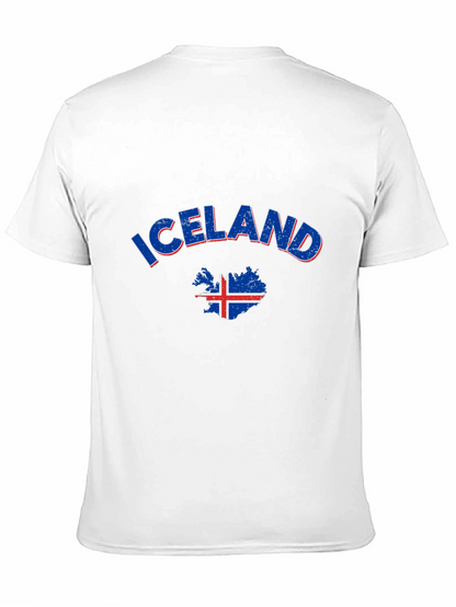 Iceland Map Flag T-Shirt Black Crew Neck Tee