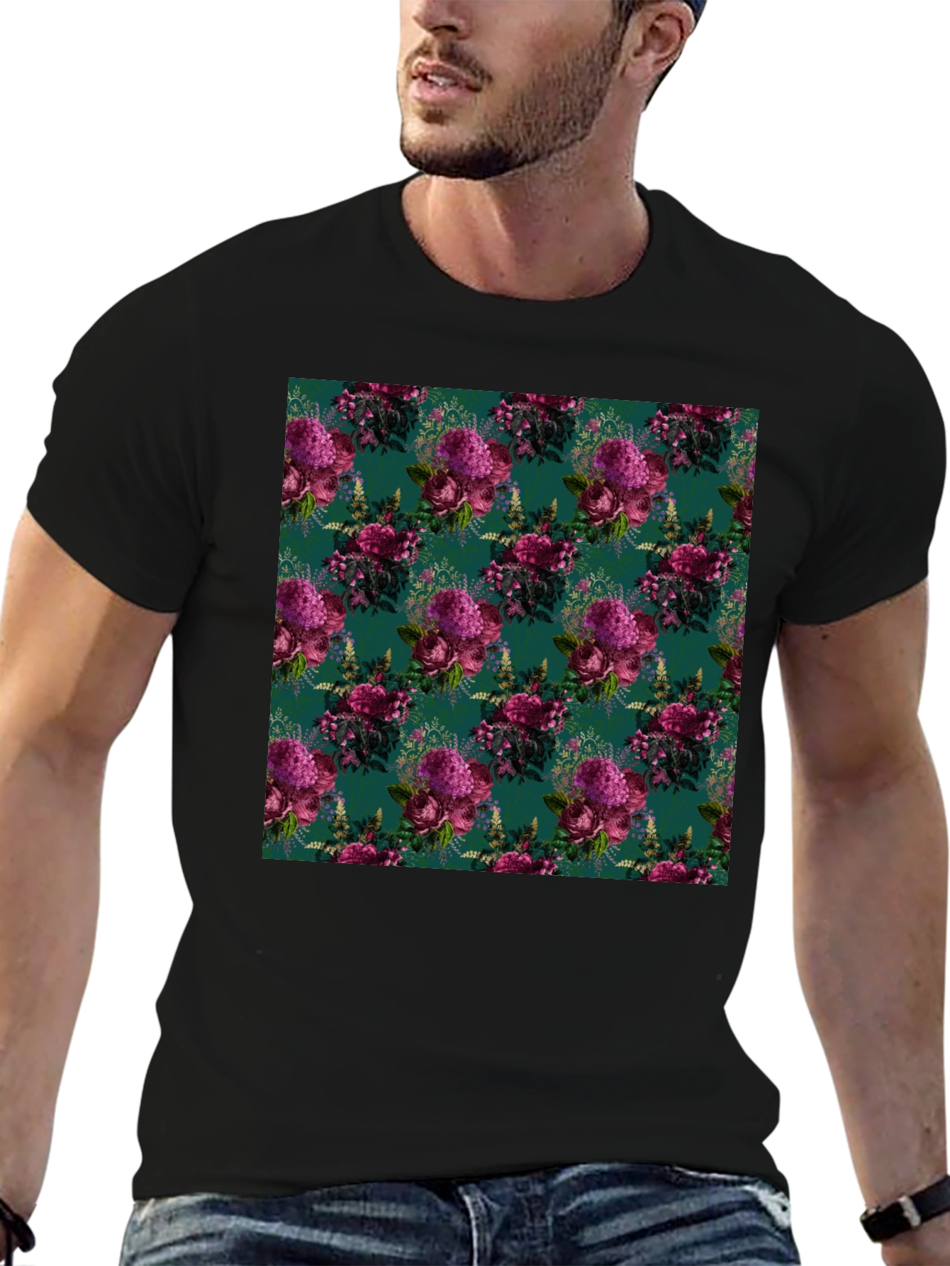 Floral Bouquet Patterned Mens T-Shirt