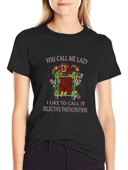 Lazy Sloth Graphic Tee: Selective Participation
