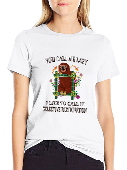 Lazy Sloth Graphic Tee: Selective Participation