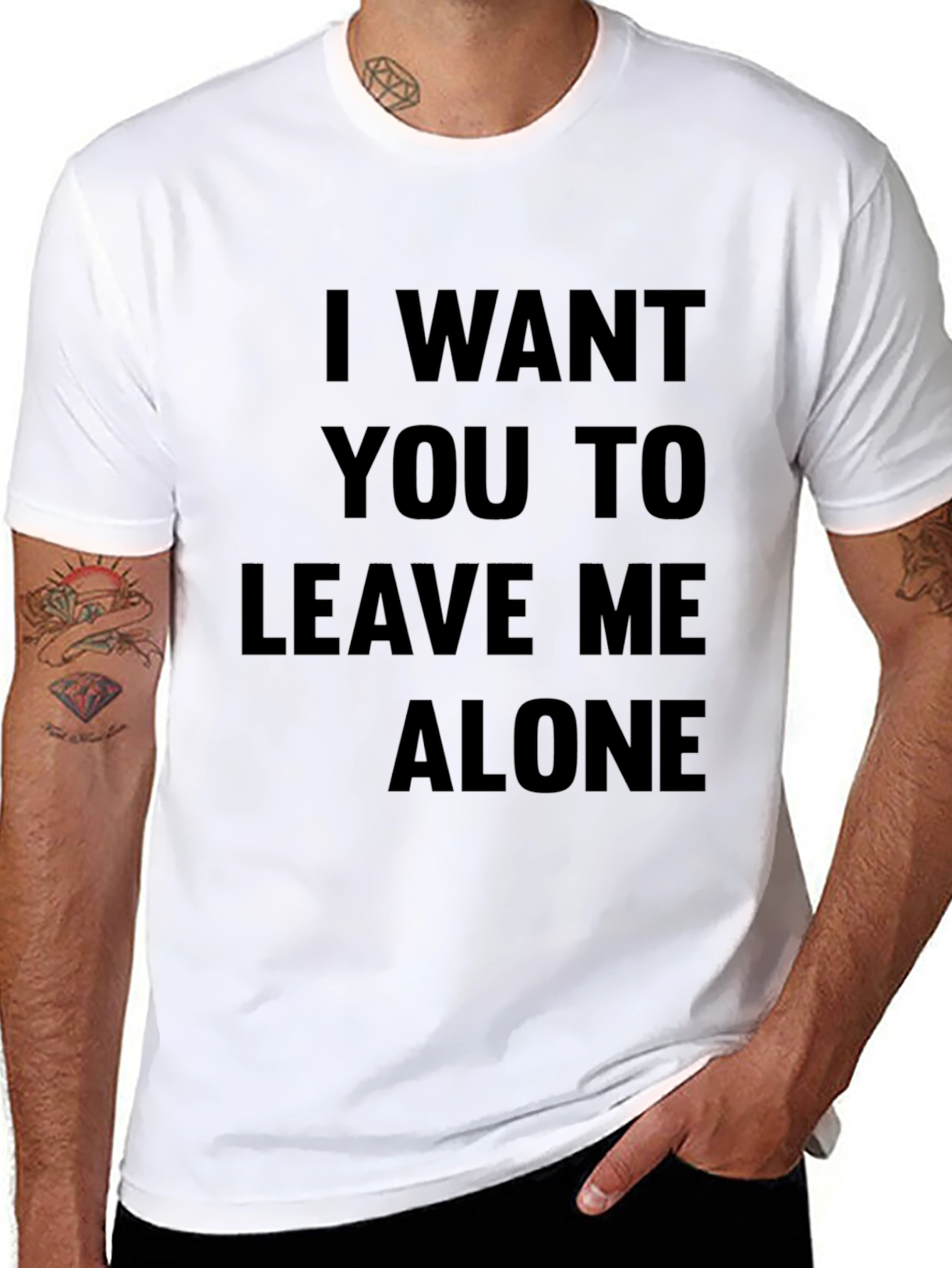 Leave Me Alone Slogan Tee - Black T-Shirt