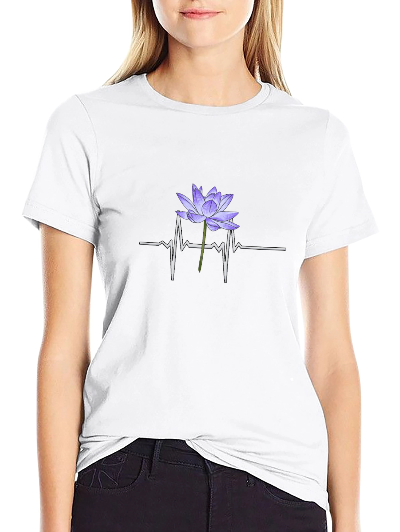 Lotus Heartbeat Graphic Tee - Black