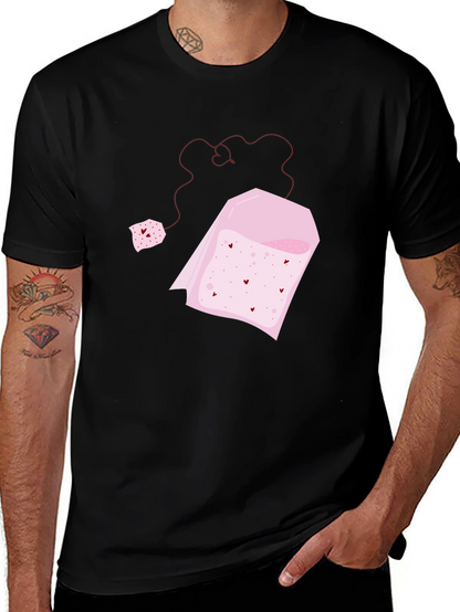 Heart Tea Bag Graphic Tee - Black